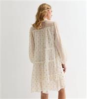 Women's White Polka-Dot Shirt Smock Dress Gini London New Look