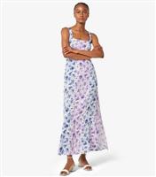 Women's Purple Floral-Print Cami Maxi Dress Apricot New Look