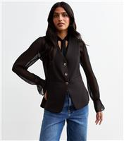 Women's Black Crepe Longline Waistcoat New Look