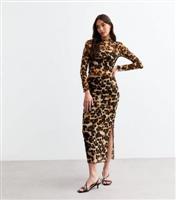 Women's Brown Animal Print Mesh Midi Skirt New Look