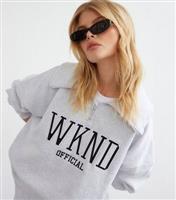 Women's Pale Grey Half Zip Oversized Sweatshirt WKNDGIRL New Look