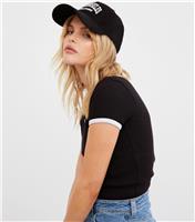 Women's Black Contrast Trim T-Shirt WKNDGIRL New Look