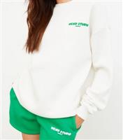 Women's White Green Studio Sweat Short Set WKNDGIRL New Look