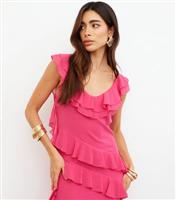 Women's Mid Pink Chiffon Ruffle Detail Maxi Dress WKNDGIRL New Look