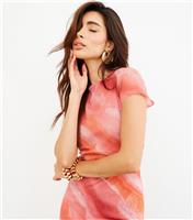Women's Mid Pink Mesh Abstract Pattern Midi Dress WKNDGIRL New Look