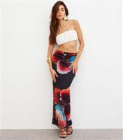 Women's Red Floral Print Mesh Maxi Skirt WKNDGIRL New Look