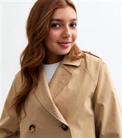 Girls' Beige Cropped Trench Jacket New Look