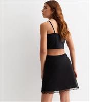 Girls' Black A-Line Mesh Skirt New Look