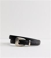 Black Decorative Buckle Metal End Belt New Look