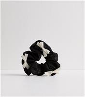 Black Bow Trim Mini Hair Scrunchie New Look