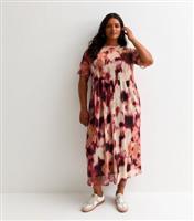 Women's Plus Size Pink Mesh Midi Dress Curves New Look