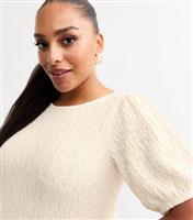 Women's Plus Size White Textured Short Sleeved Midi Dress Curves New Look