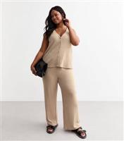 Women's Plus Size Mink Soft Touch Wide Leg Trousers Curves New Look