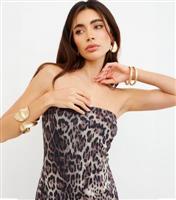 Women's Multicoloured Leopard Print Bandeau Maxi Dress WKNDGIRL New Look