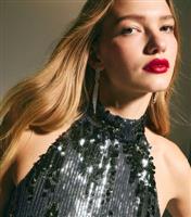 Women's Grey High Neck Sequin Mini Dress New Look