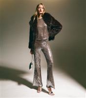 Women's Mink Sequin Kick Flare Trousers New Look