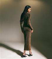 Women's Gold Twist Front Metallic Front Slit Midi Dress New Look