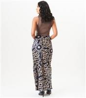 Women's Navy Abstract Print Split Hem Maxi Skirt Gini London New Look