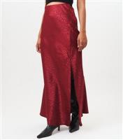 Women's Burgundy Animal Print Satin Maxi Skirt Gini London New Look