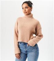 Women's Camel Chunky Knit Roll Neck Jumper Gini London New Look