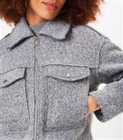Women's Grey Cropped Jacket Gini London New Look