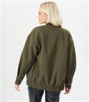 Women's Green Oversized Bomber Jacket Gini London New Look