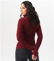 Women's Burgundy Cut Out Long Sleeve Jumper Gini London New Look