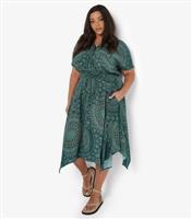 Women's Plus Size Patterned Midi Dress Curves Apricot New Look