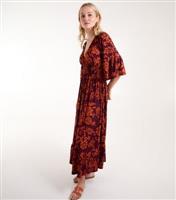 Women's Burgundy Shirred Waist Midi Dress Blue Vanilla New Look