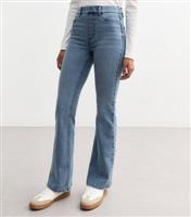 Women's Light Blue Pull On Bootcut Jeans New Look