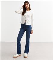 Women's Dark Blue Pull On Bootcut Jeans New Look