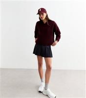 Women's Burgundy High V Neck Jumper New Look