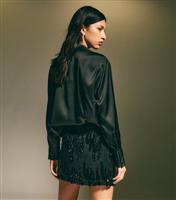 Women's Black Sequinned Mesh Mini Skirt New Look