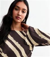 Women's Brown Diagonal Stripe Print Maxi Dress New Look