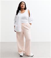 Women's Plus Size Pink Pintucked Wide Leg Joggers Curves New Look