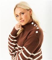 Women's Brown Striped Oversized Jumper Gini London New Look