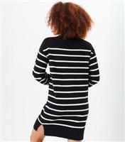 Women's Black Striped Knit Midi Dress Gini London New Look