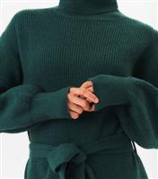 Women's Green Chunky Knit Jumper Dress Gini London New Look