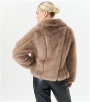 Women's Stone Faux Fur Short Jacket Gini London New Look