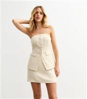 Women's Cream Sequin Boucl Mini Skirt New Look