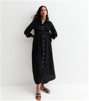 Women's Maternity Black Midi Shirt Dress New Look