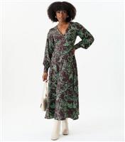 Women's Brown Floral Print Woven Midi Dress Gini London New Look