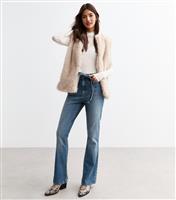 Women's Blue Belted Patch Pocket Flared Jeans New Look
