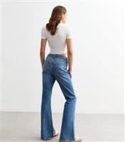 Women's Blue Relaxed Comfort Stretch Flare Jeans New Look