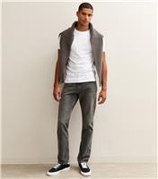 Men's Grey Straight Jeans New Look