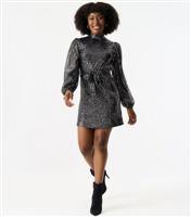 Women's Black Sequinned Long Sleeve Mini Dress Gini London New Look