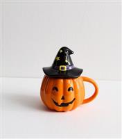 Bright Orange Pumpkin Witch Mug New Look