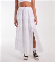 Women's White Cotton Maxi Skirt Pink Vanilla New Look