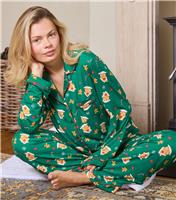 Women's Dark Green Gingerbread House Print Wide Leg Pyjama Set Loungeable New Look