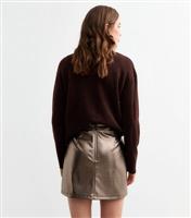 Women's Silver Metallic Faux Leather A-Line Mini Skirt New Look